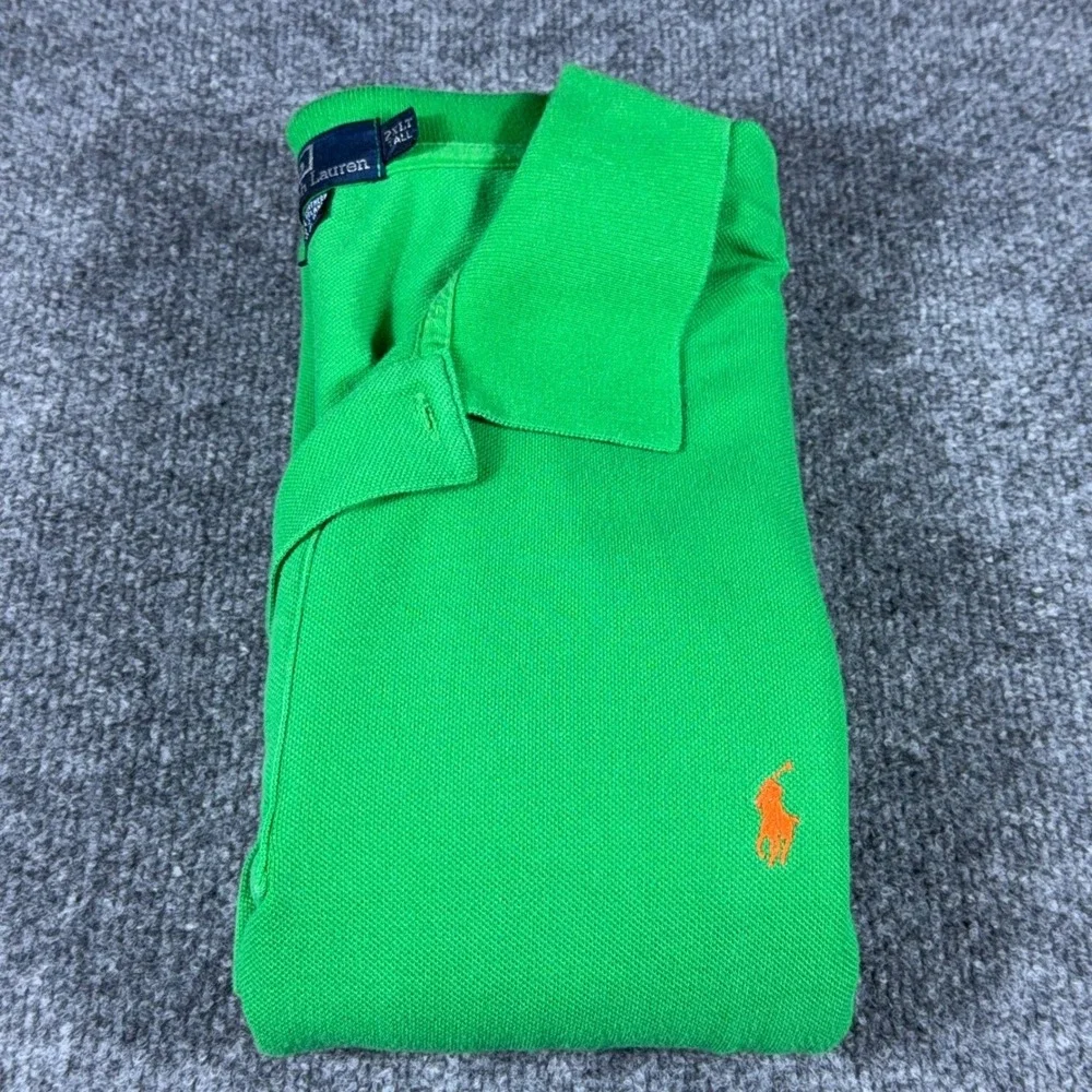 Polo Ralph Lauren Mens 2XLT Tall Green Short Sleeve Pique Polo Orange Pony Logo